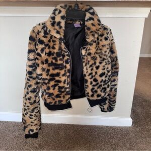 Leopard Print Faux Fur Jacket